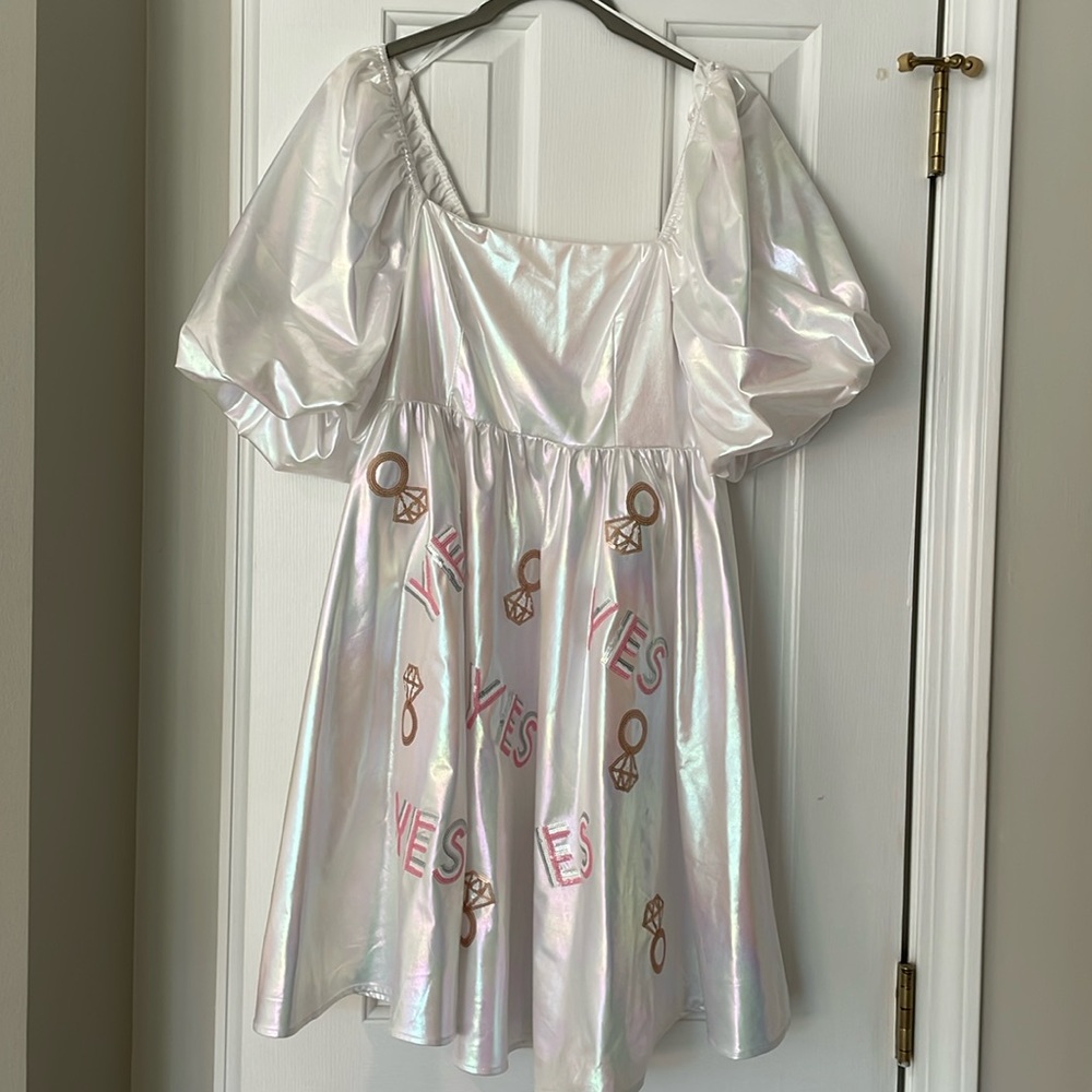 Diamond Ring/Bride/Bridal/Bachelorette Dress, Peach Love California size L VGUC